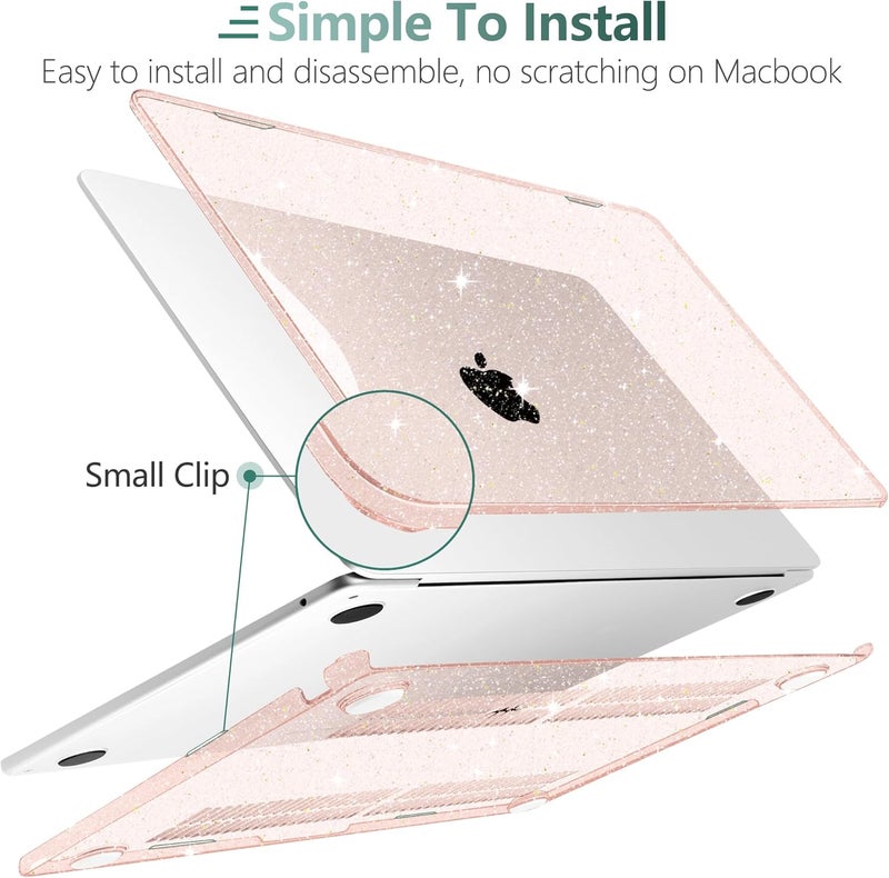 DONGKE Compatible with MacBook Air 13.6 inch Case M4 M3 M2 2025 2024 2023 2022 A3240 A3113 A2681, Glitter Bling Plastic Hard Shell & Keyboard Cover for MacBook Air M4 13 inch Case, Starlight - Image 4